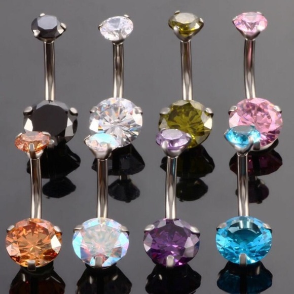 ηεω Kaleidoscope Iridescent Multi-Color Navel / Belly Ring Rhinestone Zircon - Picture 2 of 8